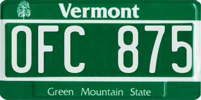 VT license plate OFC875