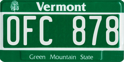 VT license plate OFC878