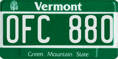 VT license plate OFC880