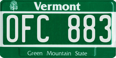 VT license plate OFC883