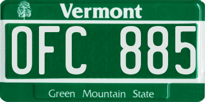 VT license plate OFC885