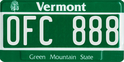 VT license plate OFC888