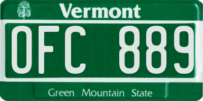 VT license plate OFC889