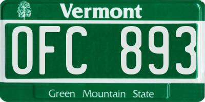 VT license plate OFC893
