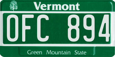 VT license plate OFC894