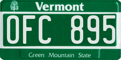 VT license plate OFC895