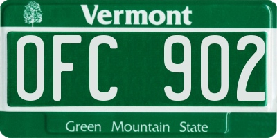 VT license plate OFC902
