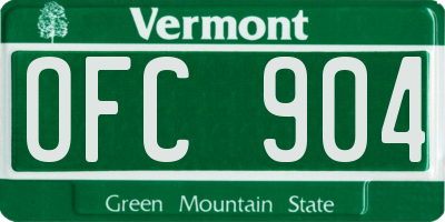 VT license plate OFC904