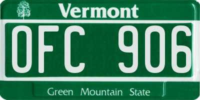 VT license plate OFC906