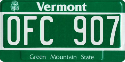 VT license plate OFC907