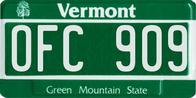 VT license plate OFC909