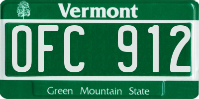 VT license plate OFC912