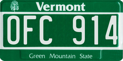 VT license plate OFC914
