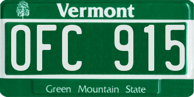 VT license plate OFC915