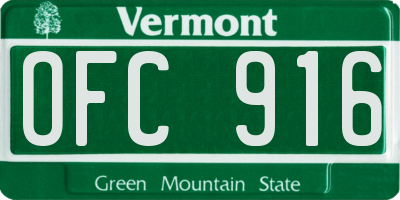 VT license plate OFC916