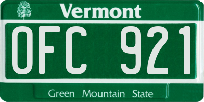 VT license plate OFC921
