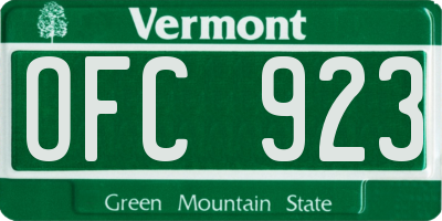 VT license plate OFC923