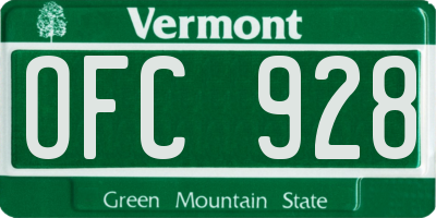 VT license plate OFC928