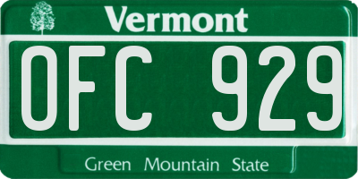 VT license plate OFC929
