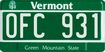 VT license plate OFC931