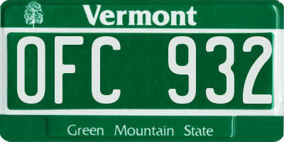 VT license plate OFC932