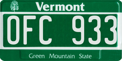 VT license plate OFC933