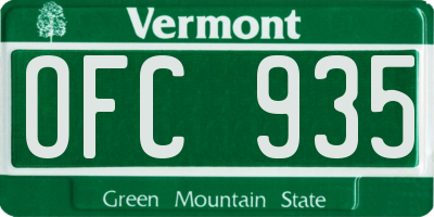 VT license plate OFC935