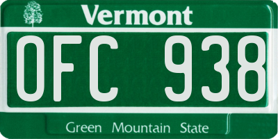 VT license plate OFC938