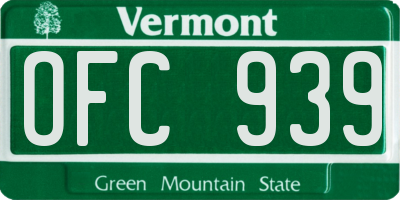VT license plate OFC939