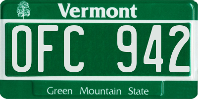 VT license plate OFC942
