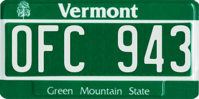VT license plate OFC943
