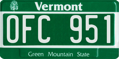 VT license plate OFC951