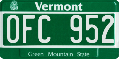 VT license plate OFC952