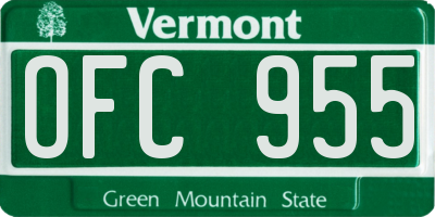 VT license plate OFC955