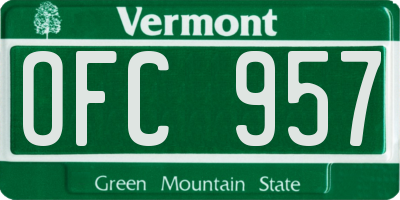 VT license plate OFC957