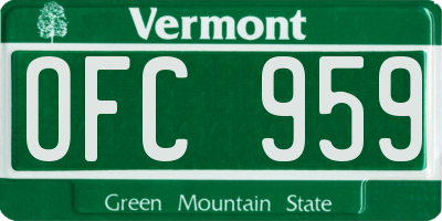 VT license plate OFC959