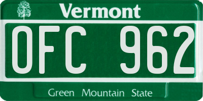 VT license plate OFC962