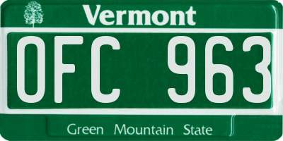 VT license plate OFC963