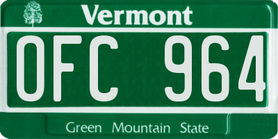 VT license plate OFC964