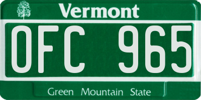 VT license plate OFC965