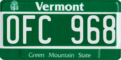 VT license plate OFC968
