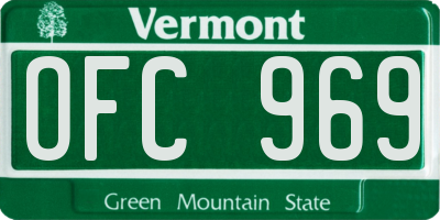VT license plate OFC969