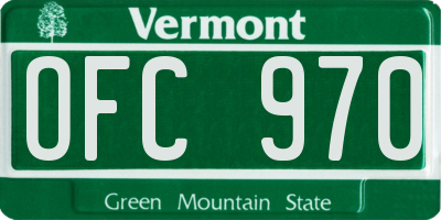 VT license plate OFC970