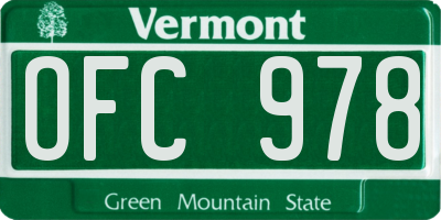 VT license plate OFC978