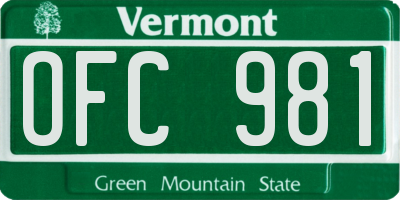 VT license plate OFC981