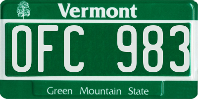 VT license plate OFC983