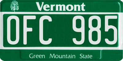 VT license plate OFC985