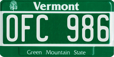 VT license plate OFC986