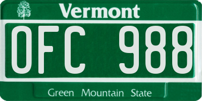 VT license plate OFC988