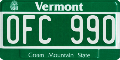VT license plate OFC990